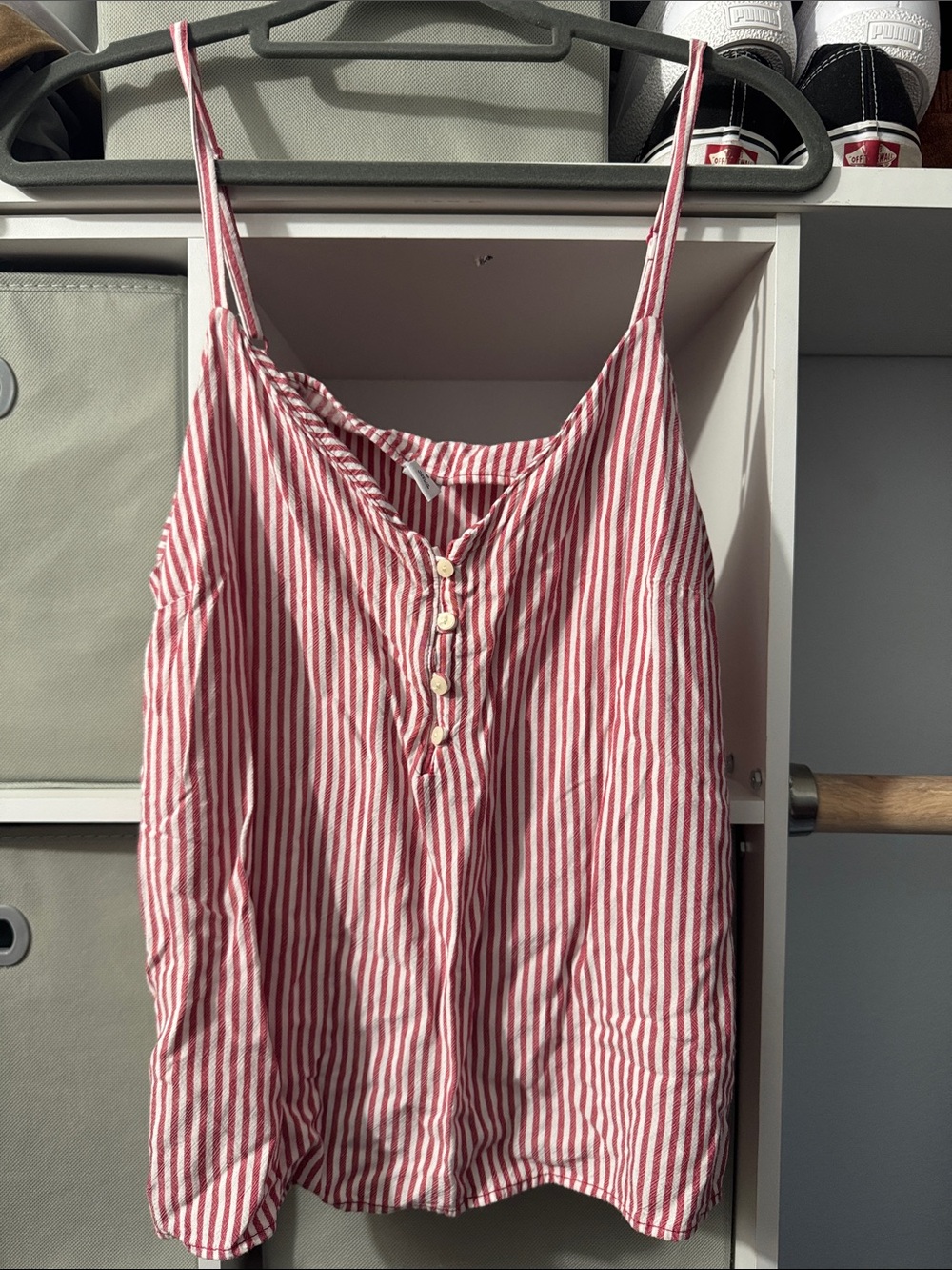 Old Navy Red and White Striped Button-Front Camisole tank top 4th of July